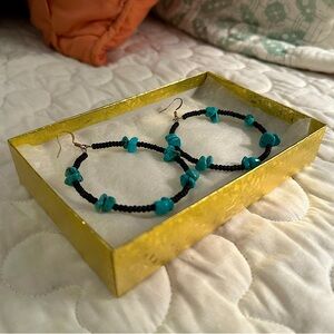 Beaded Turquoise Hoop Earrings